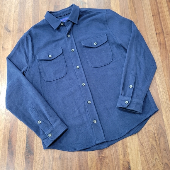 Aéropostale Navy Blue Long Sleeve Button Front Flannel Shirt Size Medium - Picture 1 of 7